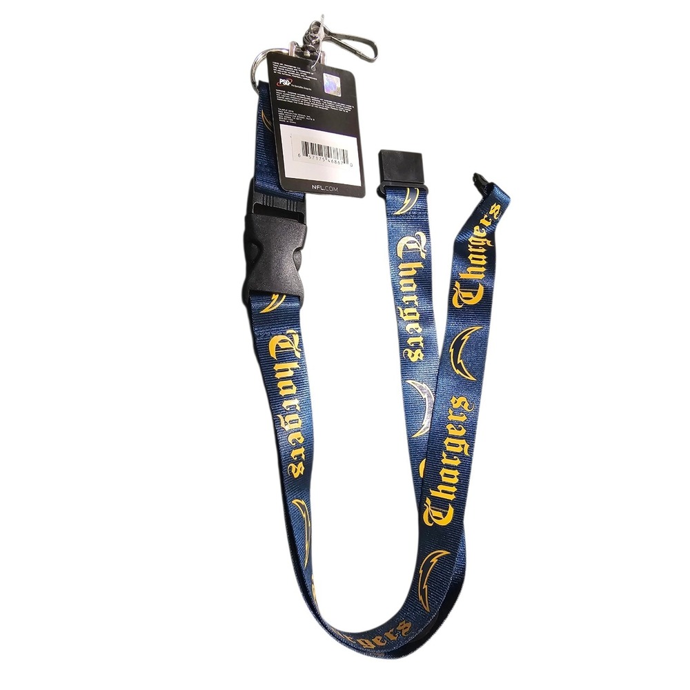 Los Angeles Chargers Team Lanyard Keychain 2-Sided Old English Font Design NFL